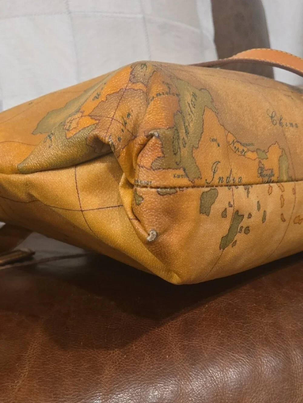 Alviero Martini Yellow Map Print Leather LAPTOP BAG